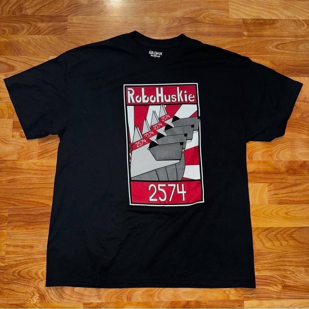 RoboHuskie 2574 T Shirt Double Sides With Store Logos On Back Graphic T Men’s XL